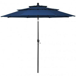 Starwood Rack Home & Garden 10' 3 Tier Patio Umbrella Aluminum Sunshade Shelter Double Vented without Base-Navy